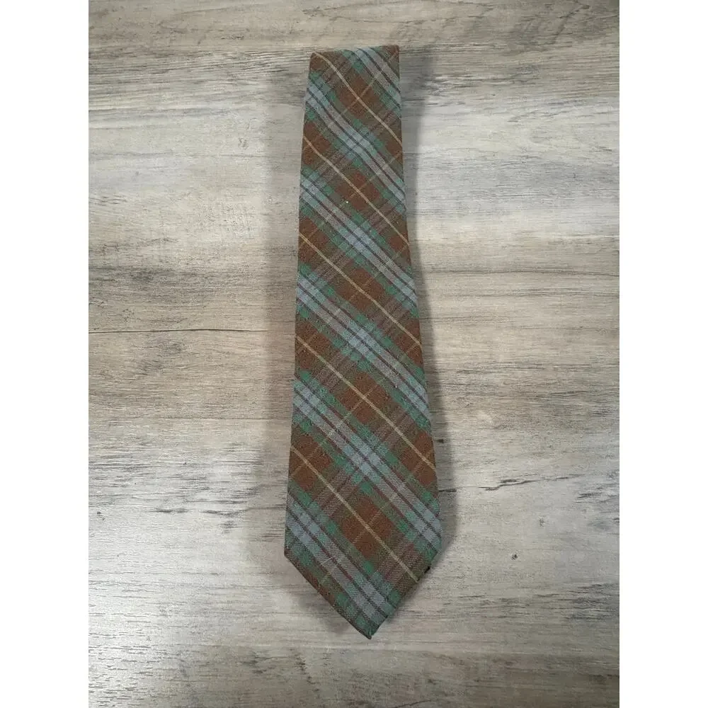 Chaps Ralph‎ Lauren Vintage Cotton Polyester Blend Green Brown Men's Tie